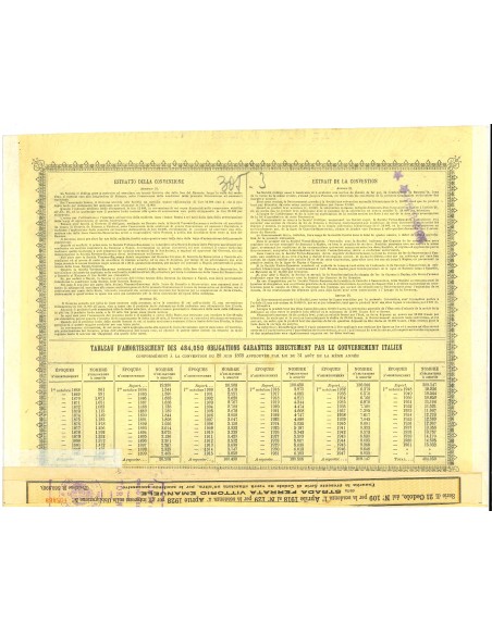 1907 - STRADA FERRATA VITTORIO - EMANUELE 5 OBBLIGAZIONI 100 FRANCHI - ROMA