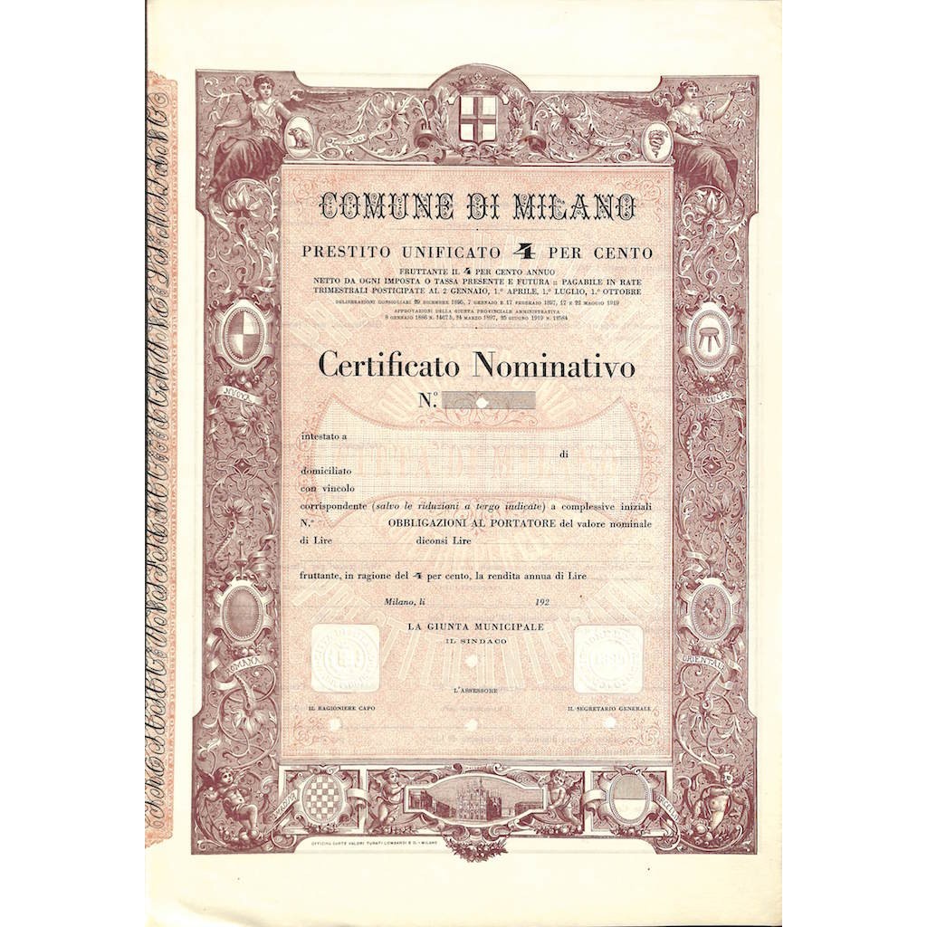 CO DI MILANO - UNA OBBLIGAZIONE 4% -1895