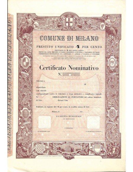 CO DI MILANO - UNA OBBLIGAZIONE 4% -1895