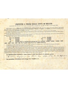PRESTITO A PREMI DELLA CITTA' DI MILANO - VOLANTINO 1861