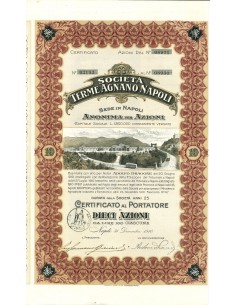 1910 - TERME AGNANO NAPOLI SOC. 10 AZIONI - NAPOLI