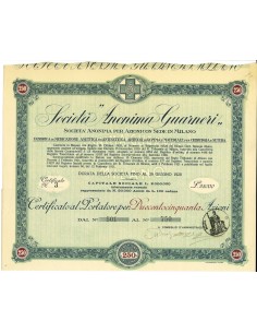 1920 - GUARNERI S.A. FABBRICA DI MEDICAZIONE 250 AZIONI -...