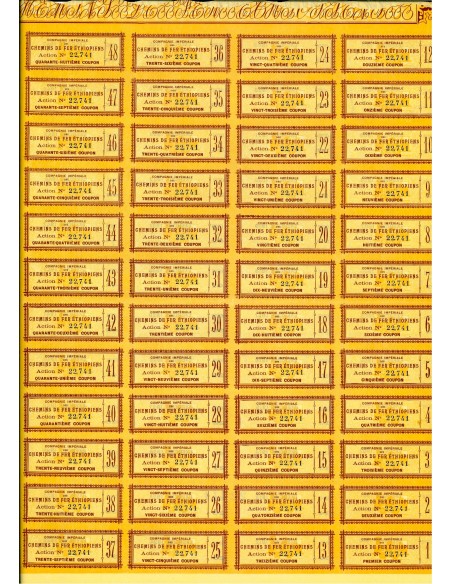 1899 - COMP. IMPERIALE CHEMINS DE FER ETHIOPIENS 1 AZIONE 100 FRANCHI - PARIGI