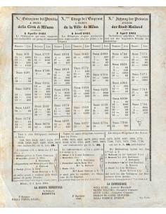 X ESTRAZIONE DEL PRESTITO A PREMJ DELLA CITTA' DI MILANO - 1863