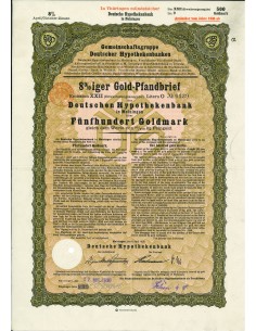 1930 - GERMAN GOLD BOND MEININGEN EM. XXII 500 GOLDMARK...