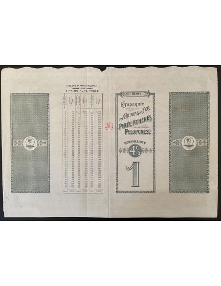 1912 - COMPAGNIE DES CHEMINS DE FER PIREE ATHENES PELOPONESE