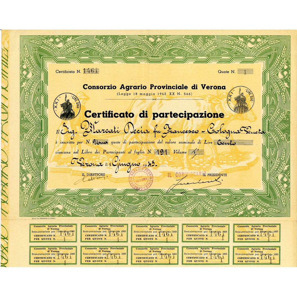 1945 - CONSORZIO AGRARIO PROVINCIALE DI VERONA...