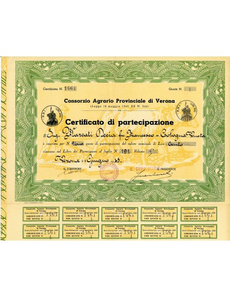 1945 - CONSORZIO AGRARIO PROVINCIALE DI VERONA 1 QUOTA - VERONA
