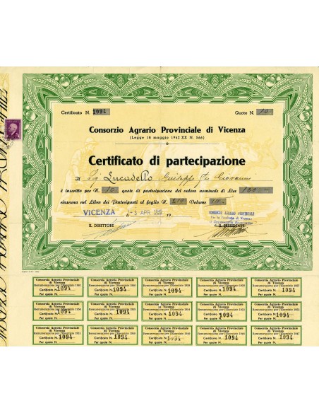1945 - CONSORZIO AGRARIO PROVINCIALE DI VICENZA
