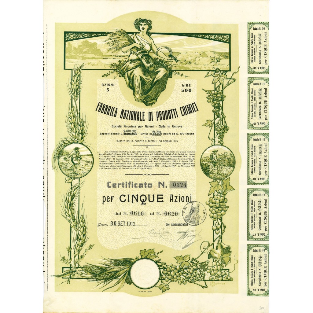 1912 - FABBRICA NAZIONALE DI PRODOTTI CHIMICI -...