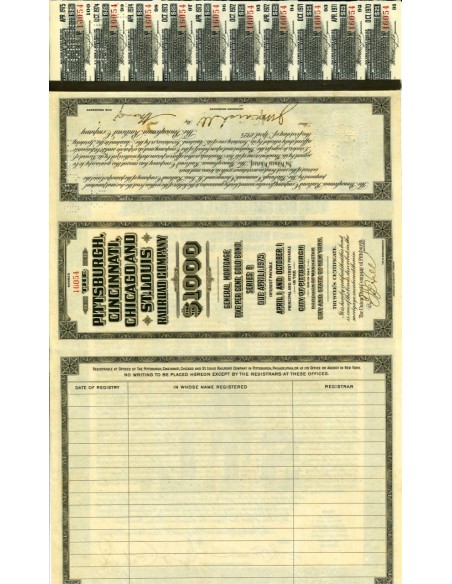 1975 - THE PITTSBURGH,CINCINNATI,CHICAGO AND ST. LOUIS GOLD BOND $ 1.000