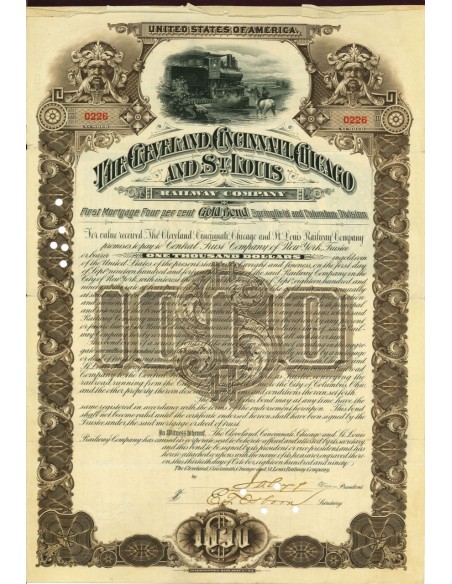 1890 - THE CLEVELAND CINCINNATI CHICAGO AND ST. LOUIS RAILWAY COMPANY $ 1.000