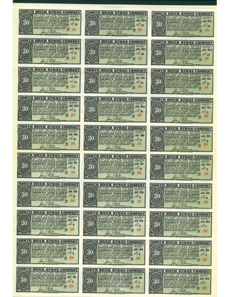 1910 - NORTH RIVERS STONE COMPANY - BOND $ 1.000 DOLLARI