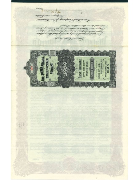 1905 - THE SIERRA NEVADA WATER AND POWER COMPANY - GOLD BOND $ 1.000