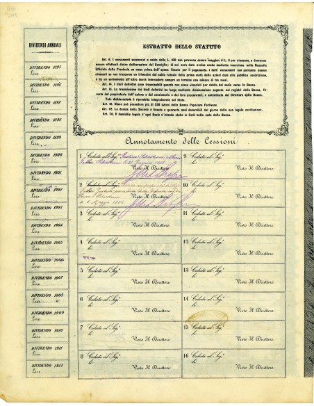 1876 - BANCA POPOLARE FORLIVESE 1 AZIONE - FORLI'