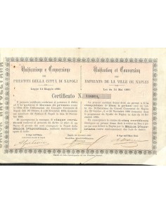 UNIF. E CONV. DEI PRESTITI DELLA CITTA' DI NAPOLI - 1 CERTIFICATO 1881