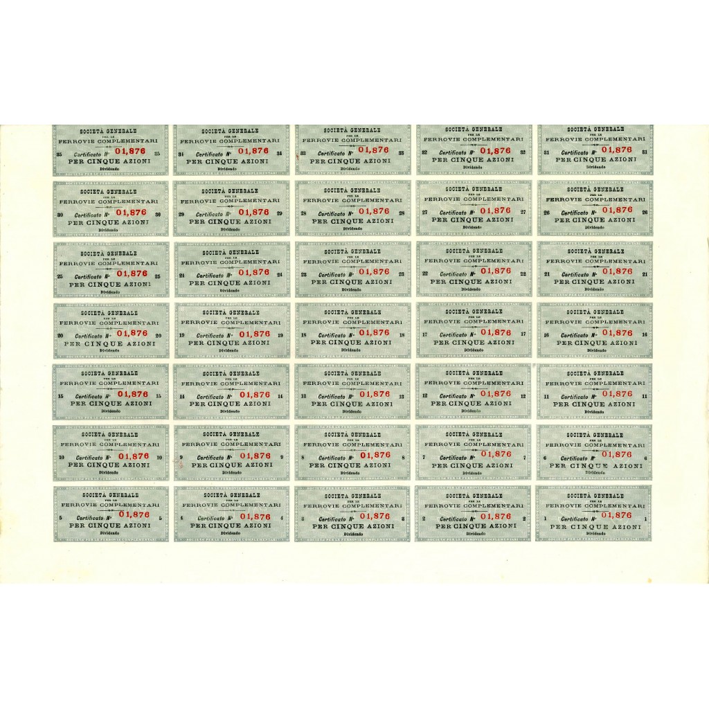 1885 - SOC. GENERALE PER LE FERROVIE...