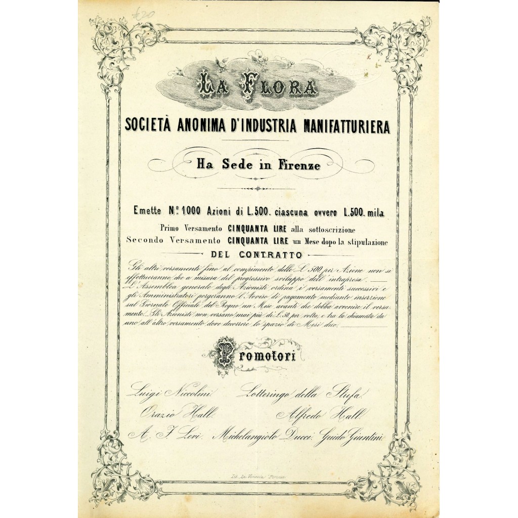 1865 - LA FLORA SOC. AN. D'INDUSTRIA...