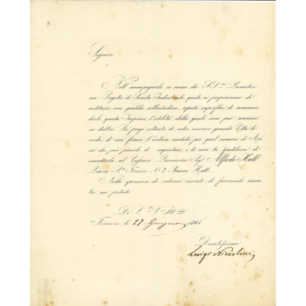 1865 - LA FLORA SOC. AN. D'INDUSTRIA...