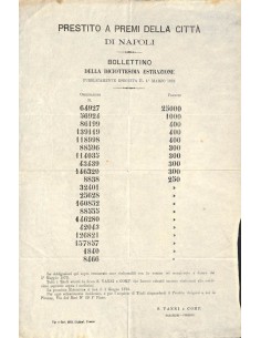 PRESTITO A PREMI DELLA CITTA' DI NAPOLI - BOLLETTINO 18MA ESTRAZIONE 1873