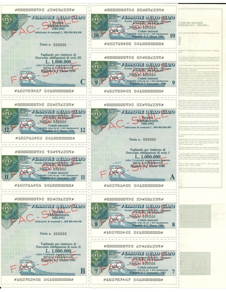 1984 - AZ. AUT. FERROVIE DELLO STATO LIRE 5.000.000 - R0MA