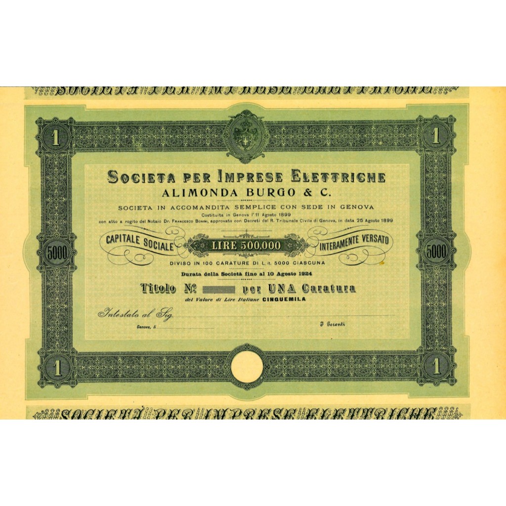 1899 - IMPRESE ELETTRICHE ALIMONDA BURGO E C....