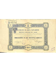 COMUNE DI ORTA NOVARESE - UNA OBBLIGAZIONE - 1928