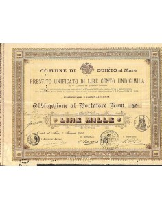 COMUNE DI QUINTO AL MARE - 1 OBBLIGAZIONE 1904