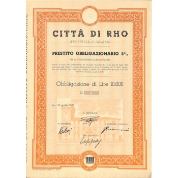 CITTA' DI RHO - UNA OBBLIGAZIONE 5% - 1953