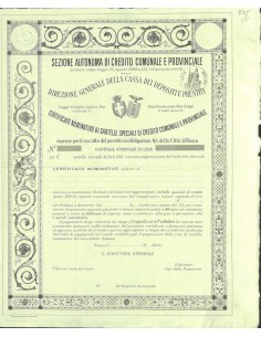 SEZ. AUTONOMA DI CREDITO COMUNALE PROV. CITTA' DI ROMA - 1 OBBL. 1898