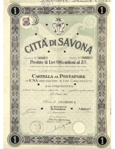 CITTA' DI SAVONA - UNA OBBLIGAZIONE 1927
