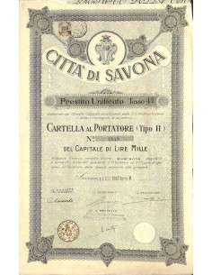 CITTA' DI SAVONA - UNA OBBLIGAZIONE 4% 1927