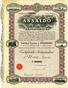 1943 - ANSALDO SOC. PER AZIONI 1 AZIONE - GENOVA
