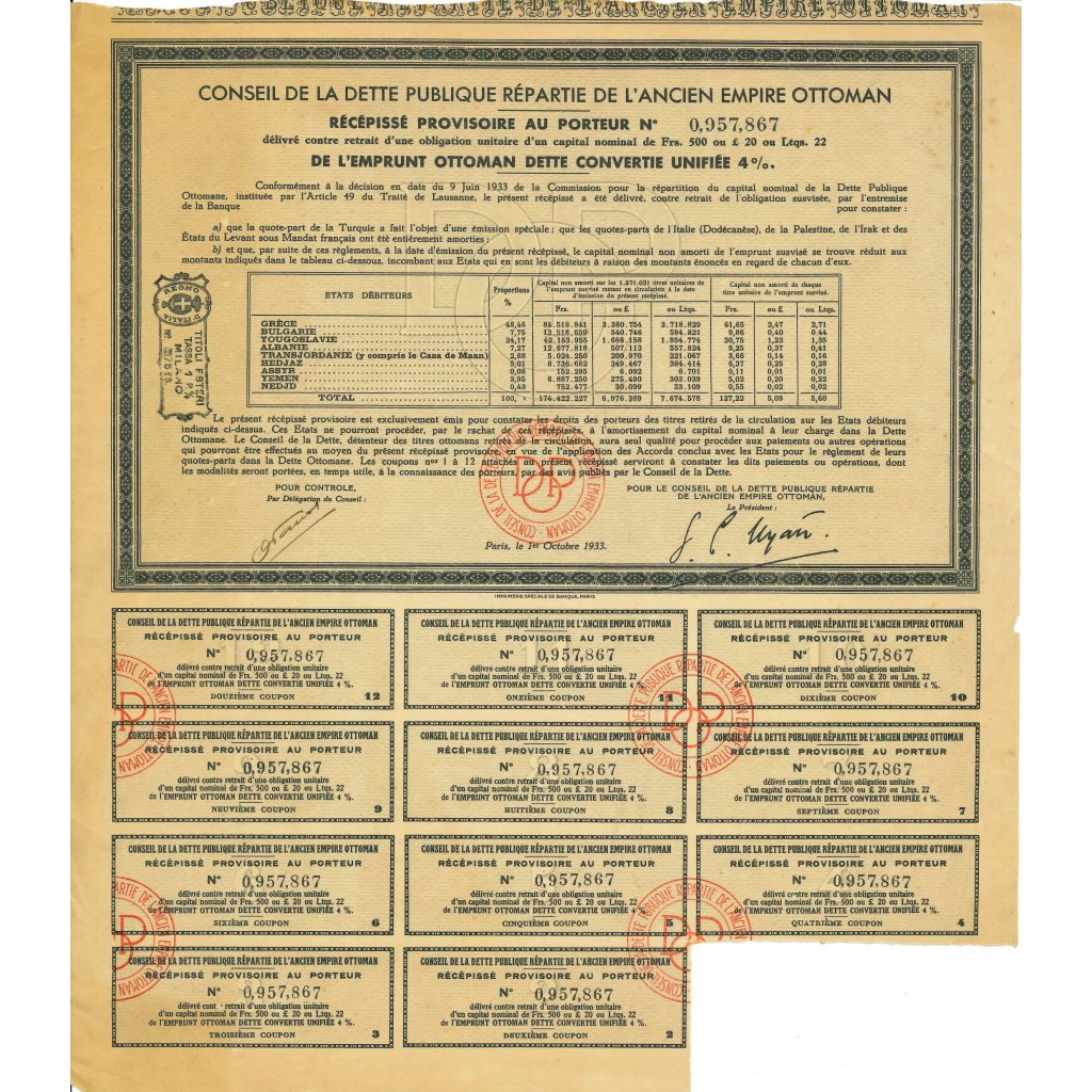 1933 - CONSEIL DE LA DETTE PUBLIQUE REPARTIE DE...