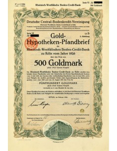LAW 1924 - GERMAN GOLD-HYPOTHEKEN-PFANDBRIEF 500 GOLDMARK...