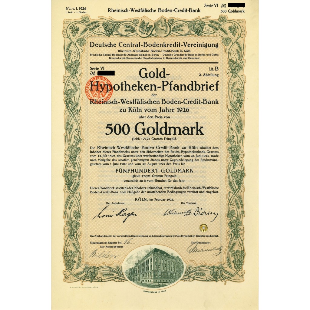 LAW 1924 - GERMAN GOLD-HYPOTHEKEN-PFANDBRIEF...