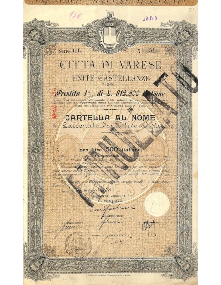 CITTA' DI VARESE ED UNITE CASTELLANZE 1 CARTELLA VARESE 1920