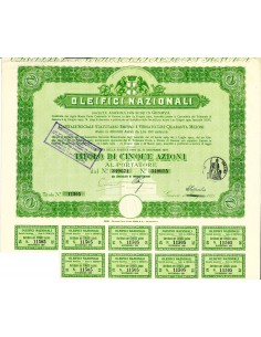 1925 - OLEIFICI NAZIONALI - 5 AZIONI - GENOVA