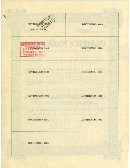 1928 - OLEIFICI NAZIONALI - CERT. PROVV. - GENOVA