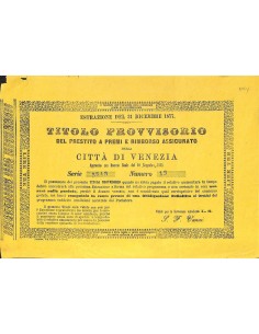 CITTA' DI VENEZIA - TITOLO PROVVISORIO PRESTITO A PREMI - 1877