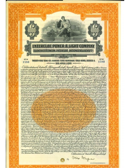 1928 - UNTERELBE POWER AND LIGHT COMPANY 1.000 $