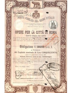 D. PUBBLICO REGNO D'ITALIA - OPERE PER LA CITTA' DI ROMA 1 OBB. 1893
