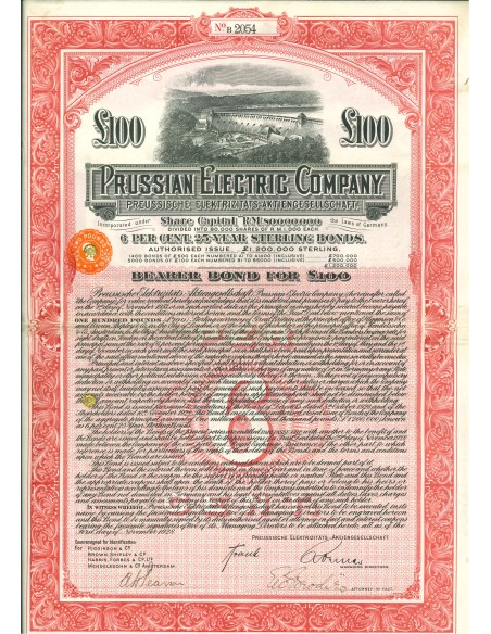 1928 - PRUSSIAN ELECTRIC COMPANY BOND £ 100
