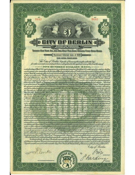 1925 - CITY OF BERLIN  $500