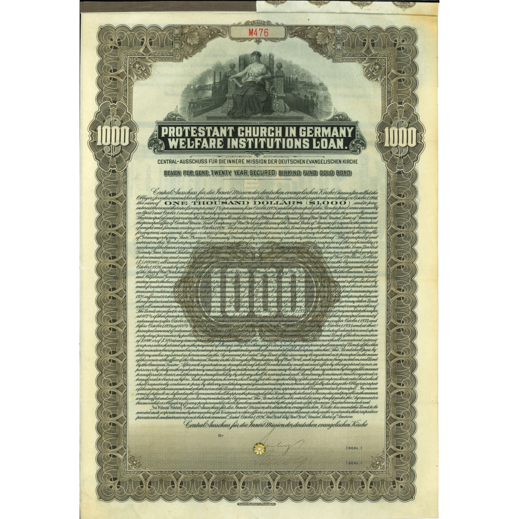 1926 - PROTESTANT CHURCH IN GERMANY WELFARE...