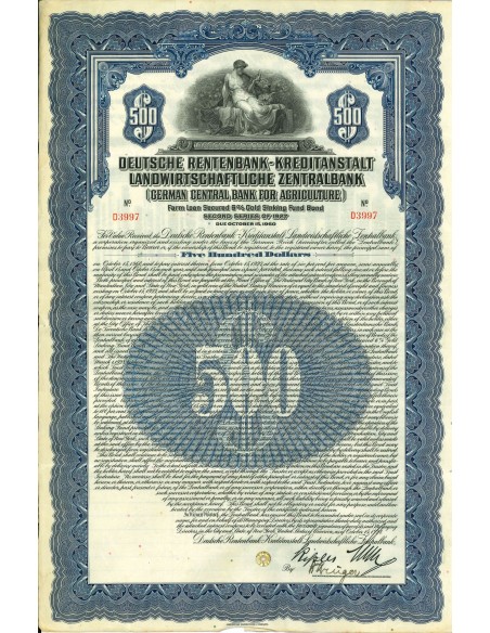 1927 - GERMAN CENTRAL BANK FOR AGRICULTURE