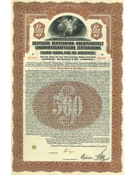 1950 - DEUTSCHE RENTENBANK-KREDITANSTALT LANDWIRTSCHAFLICHE ZENTRALBANK
