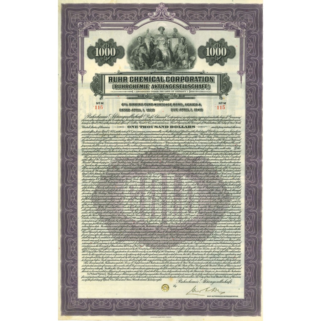 1928 - RUHR CHEMICAL CORPORATION  $1.000