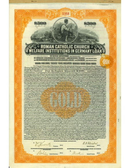 1926 - ROMAN CATHOLIC CHURCH WELFARE INSTITUTIONS IN GERMANY 500$