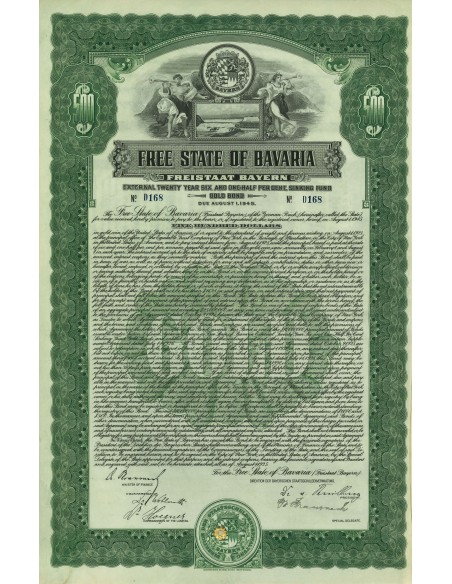 1945 - FREE STATE OF BAVARIA (FREISTAAT BAYERN) 500$